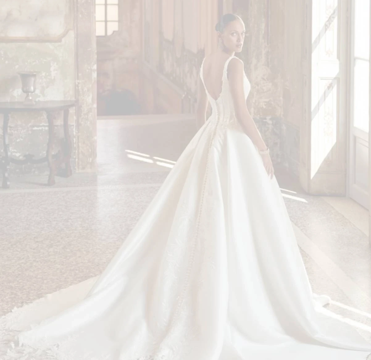 Model Wearing a bridal gown by Justin Alexander